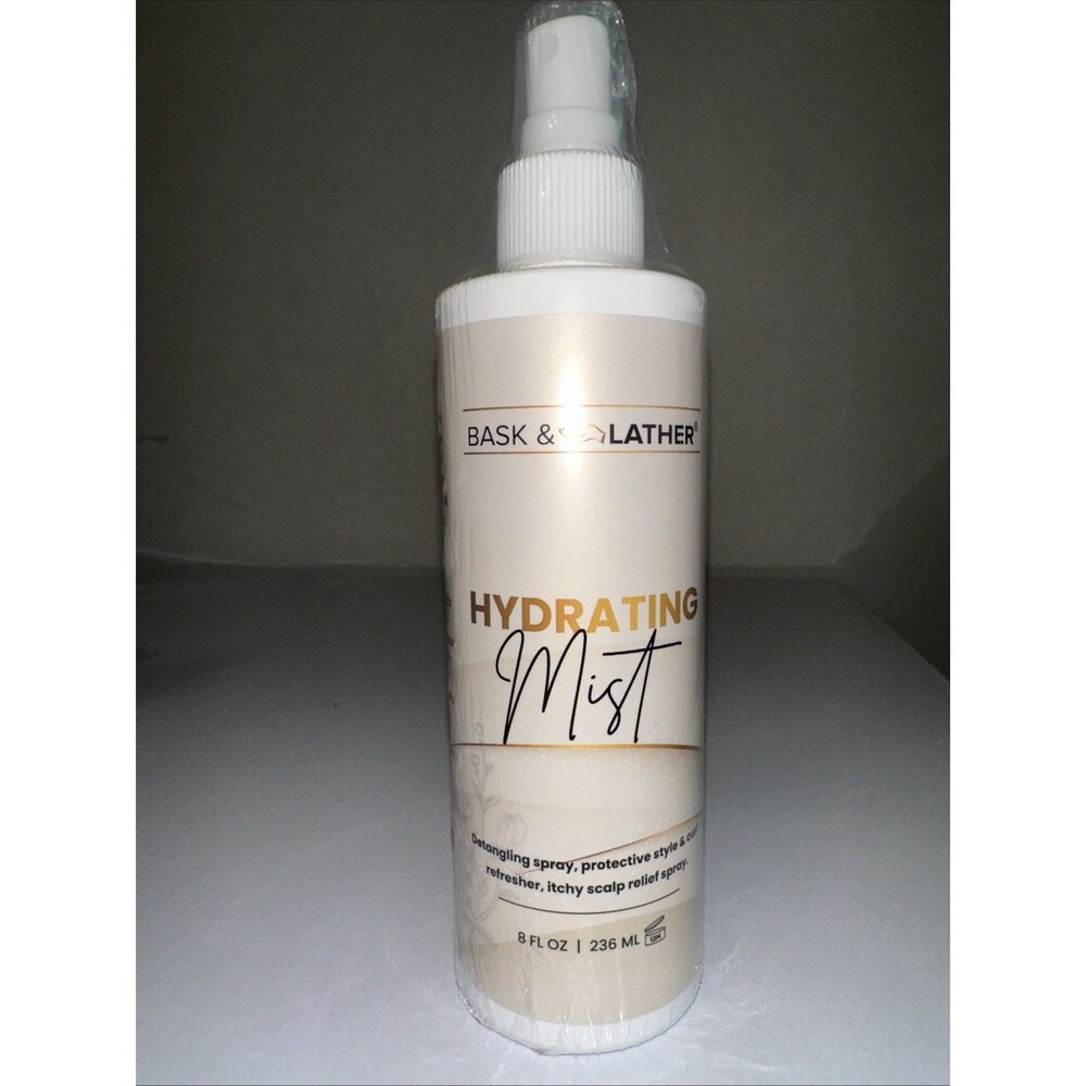 Bask & Lather Hydrating Mist 8oz - Detangling Spray Curl Refresher Scalp Relief